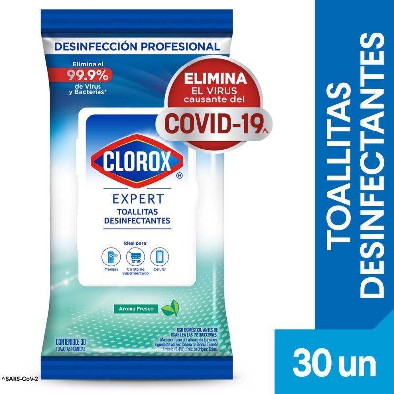 Toallitas Desinfectantes Clorox Expert con 30 unid. - C&D Ortopedic