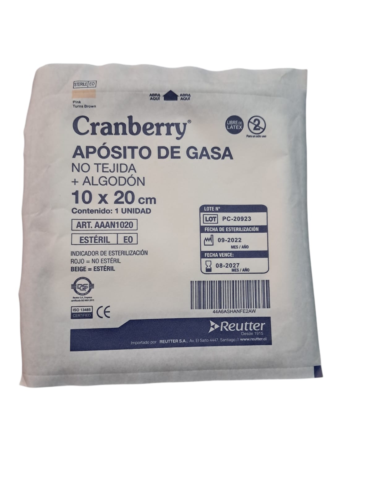 Apósito de gasa no tejida + algodón – Cranberry (unidad)