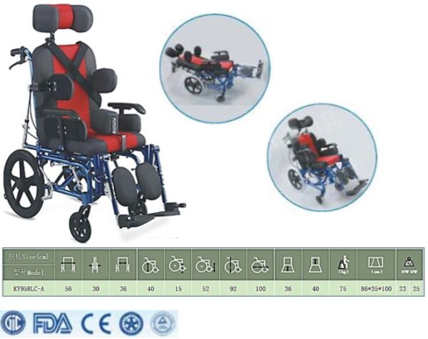 Silla de Ruedas Neurológica Pediátrica tipo Camilla KY958LC-A talla 36