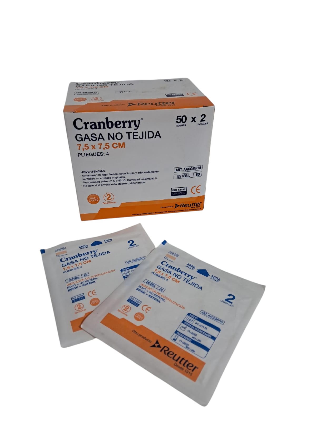 Gasa No Tejida 7.5 x 7.5 Cramberry (Sobre x 2 unidades)