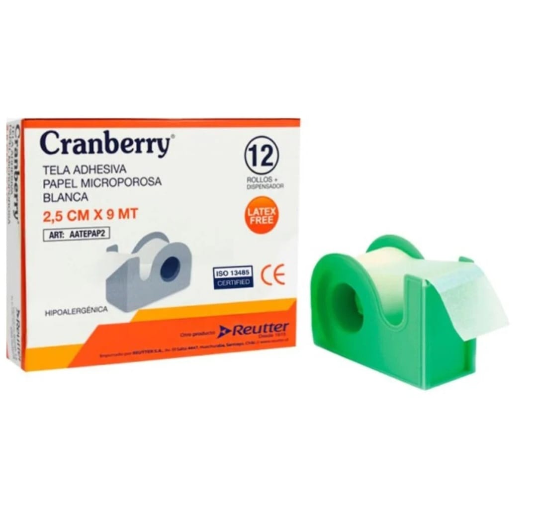 Tela Adhesiva Papel Microporosa 2,5X9 Mt Cranberry (Unidad)