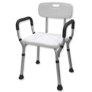Silla/piso de ducha con respaldo y apoya brazos- Precio Especial- Producto de Exhibición